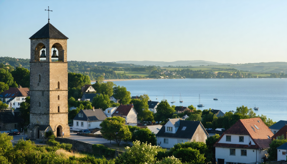 explorez le unique clocher octogonal dominant l'estuaire dans ce village pittoresque de 1 500 habitants, un site historique et architectural remarquable à ne pas manquer.